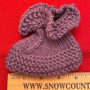 Hand knit baby booties.